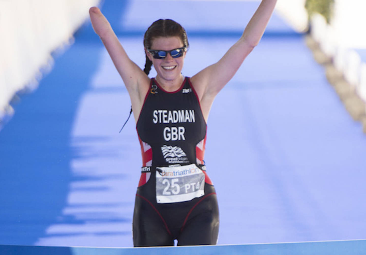 Lauren Steadman competes in a triathlon