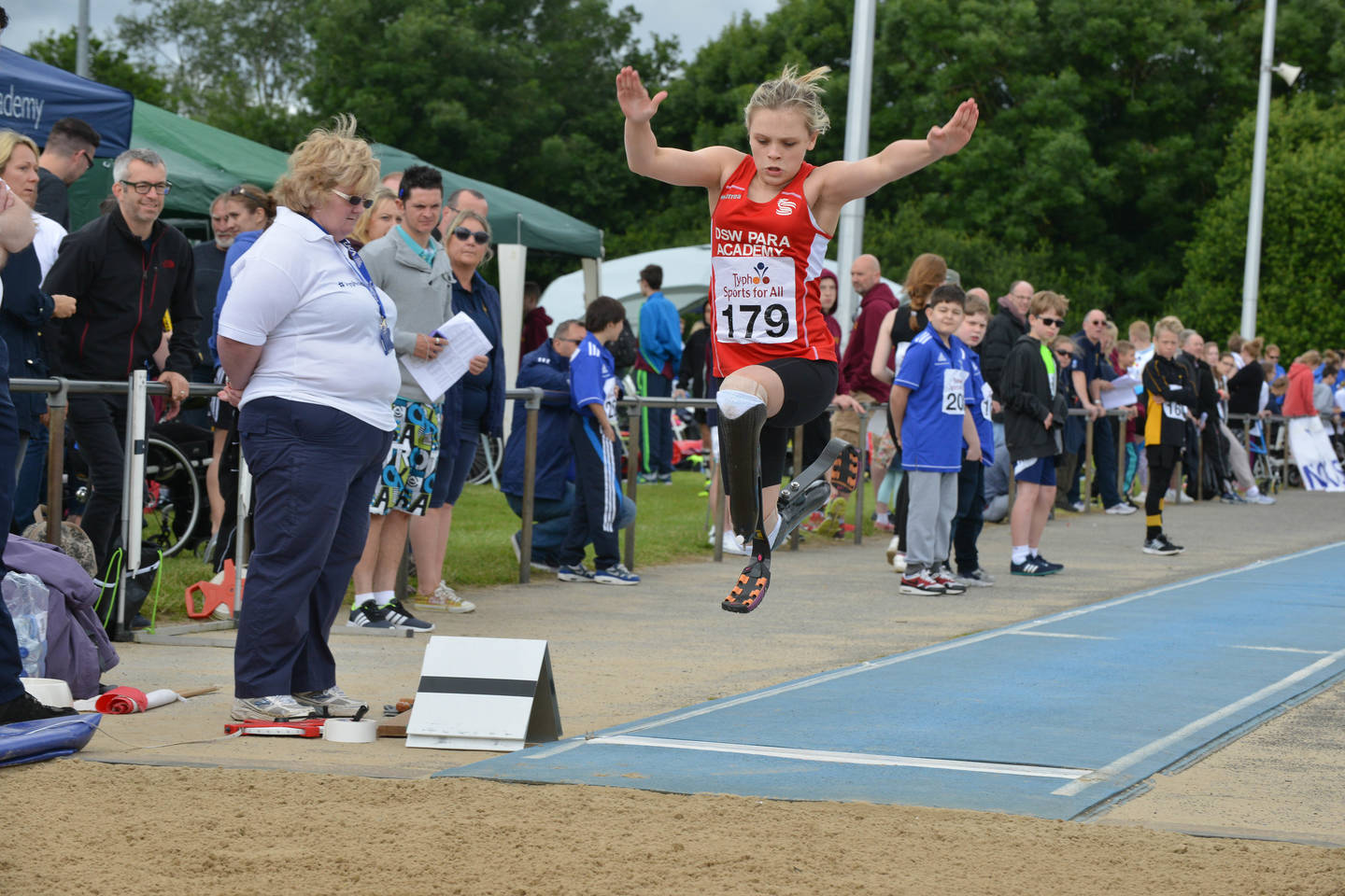 Welsh athlete takes part in the long jump