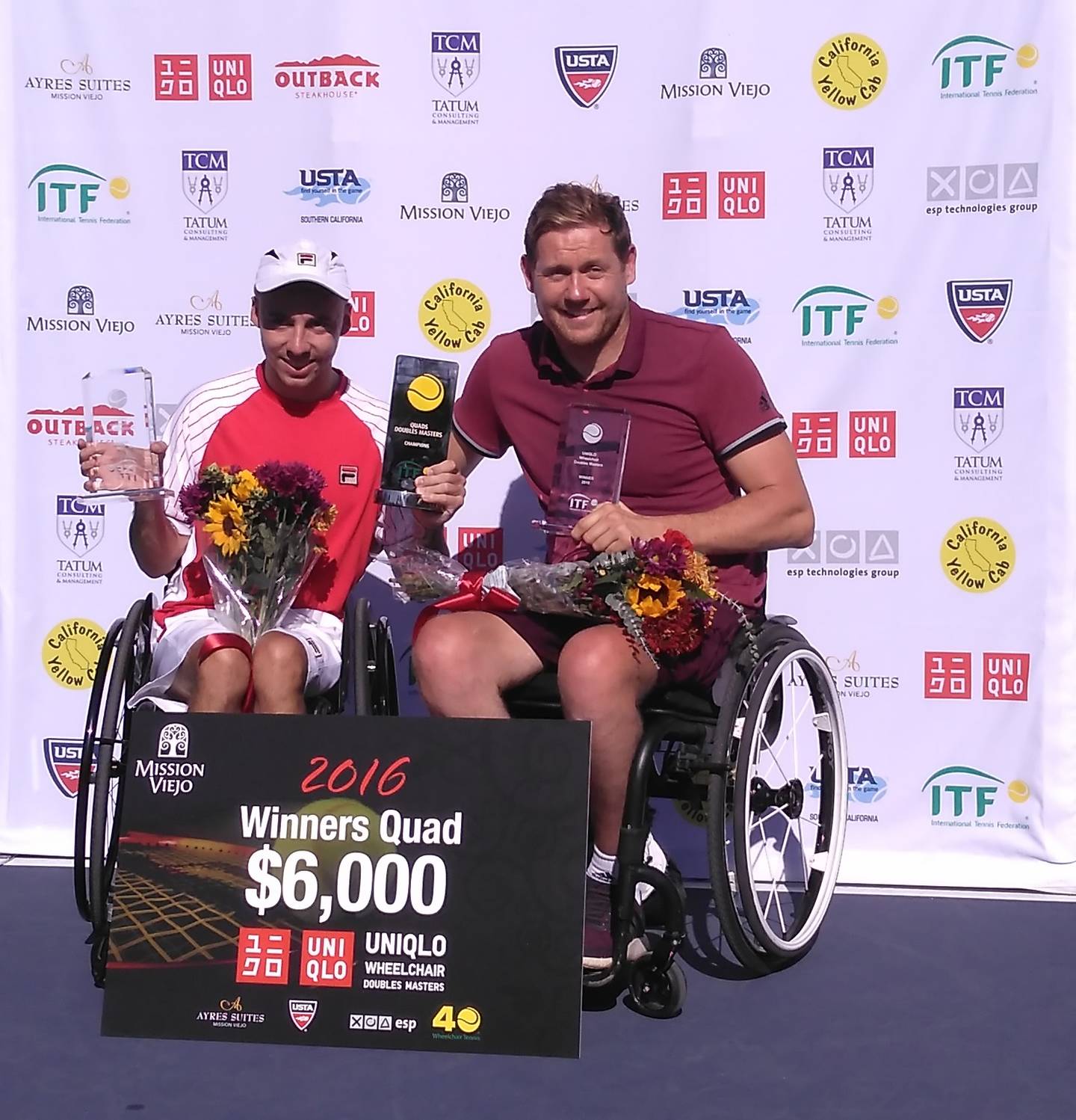 Andy Lapthorne and Antony Cotterill on podium at UNIQLO Wheelchair doubles Masters 