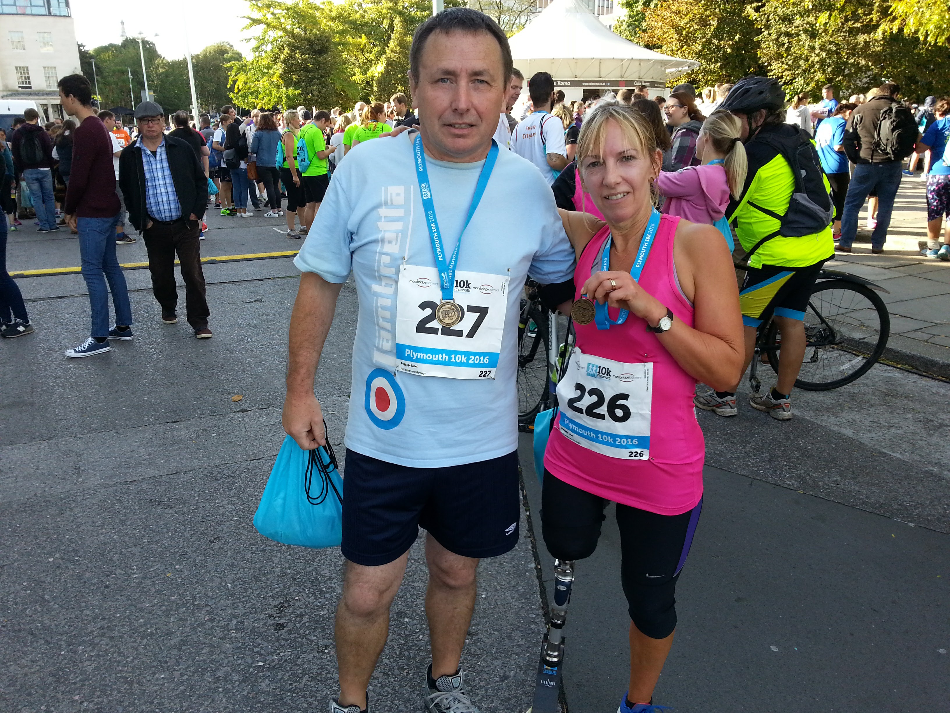 Debbie and her husband at the 2016 Plymouth 10k