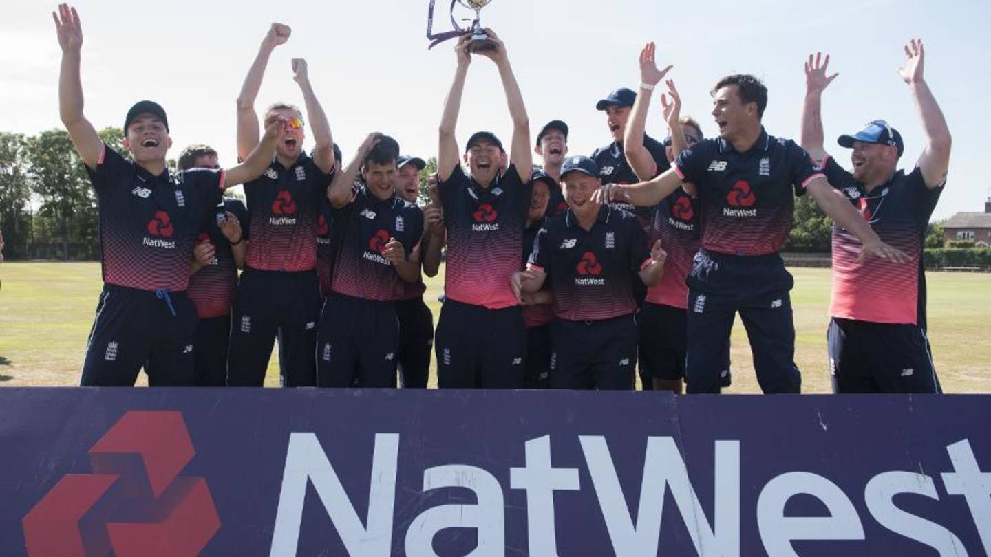 The England learning disability team lift the INAS Tri-Series T20 cup