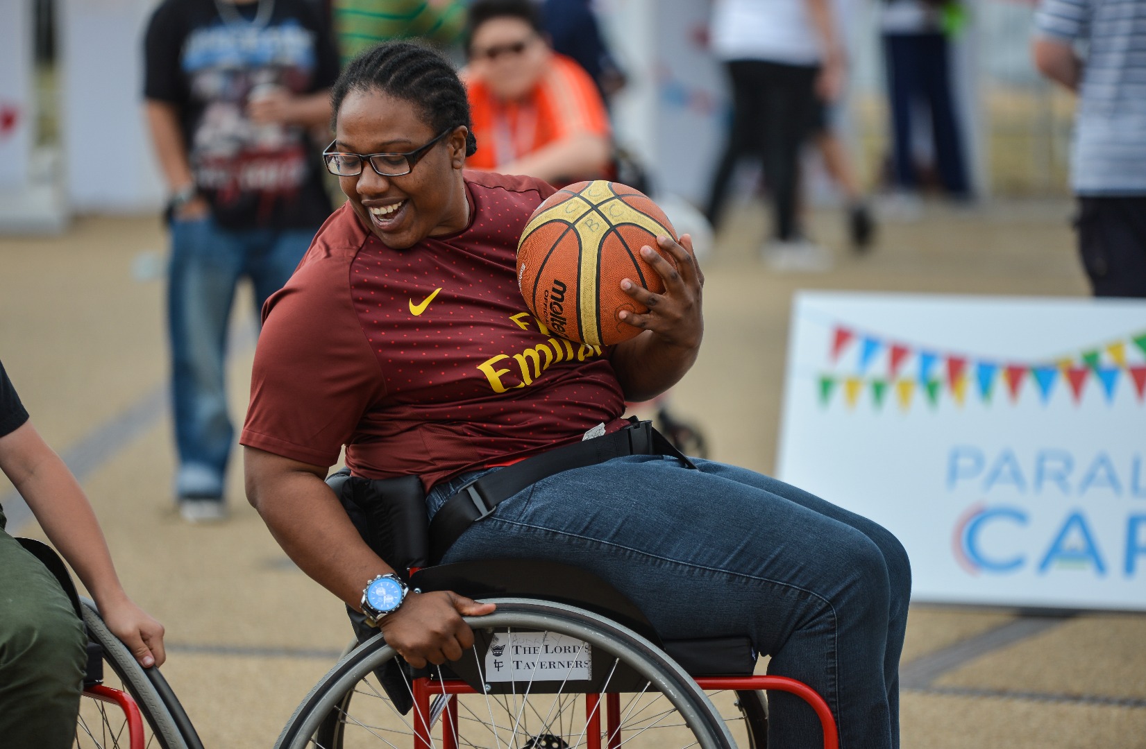 Woman playing wheelchair basketball