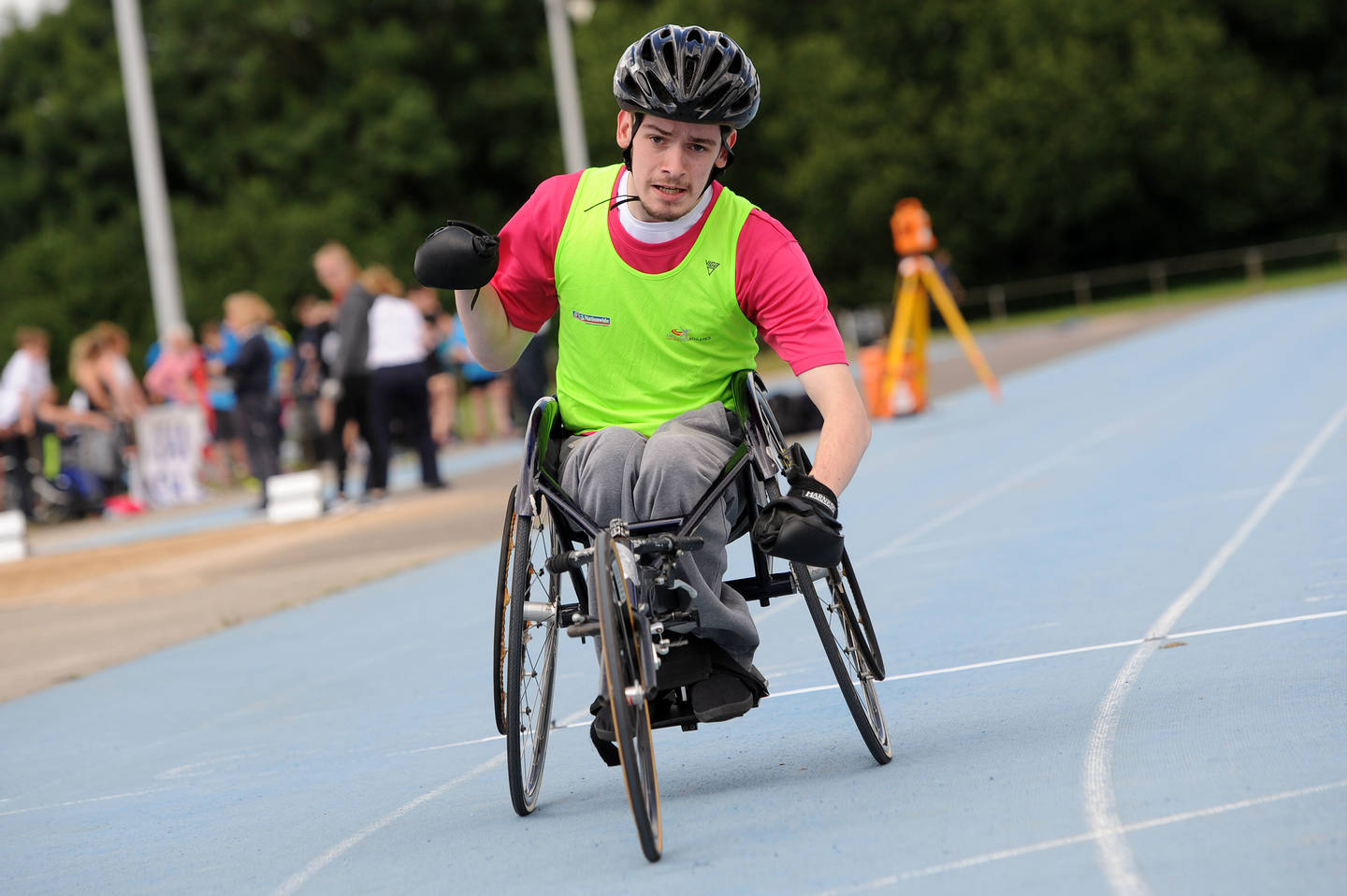 Wheelchair racer at Typhoo National Junior Athletics Championships 2017. 