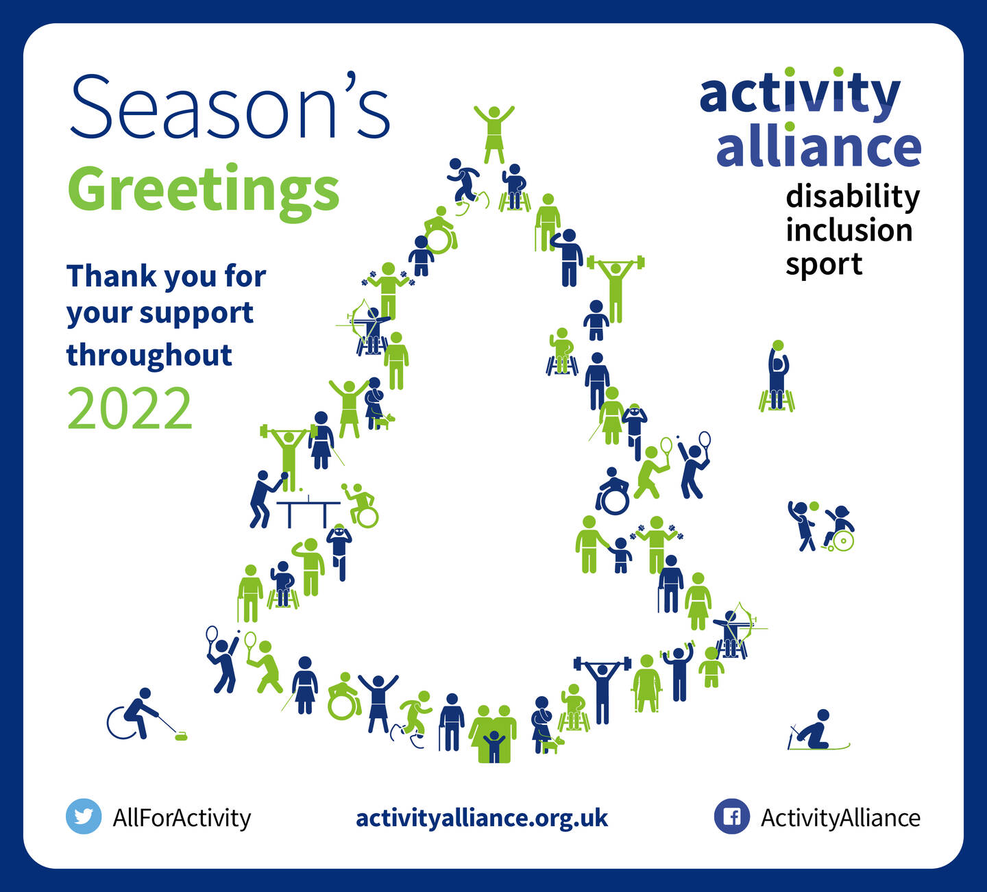 Activity Alliance branded Christmas tree illustration