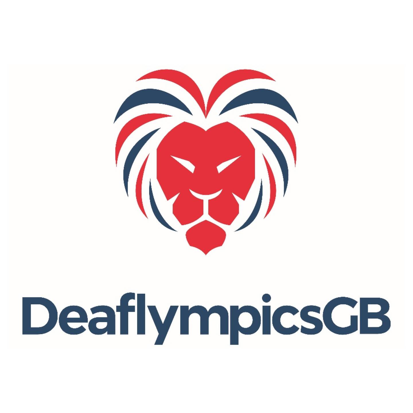 The DeaflympicsGB logo, showing a lion's head in red and blue above the words DeaflympicsGB